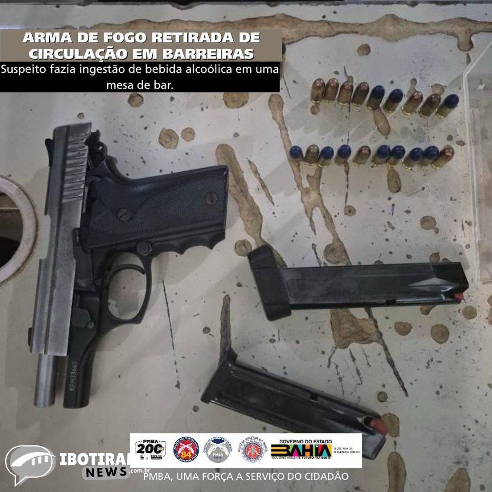 Homem é preso em flagrante portando arma de fogo em bar na Vila SAS, em barreiras.