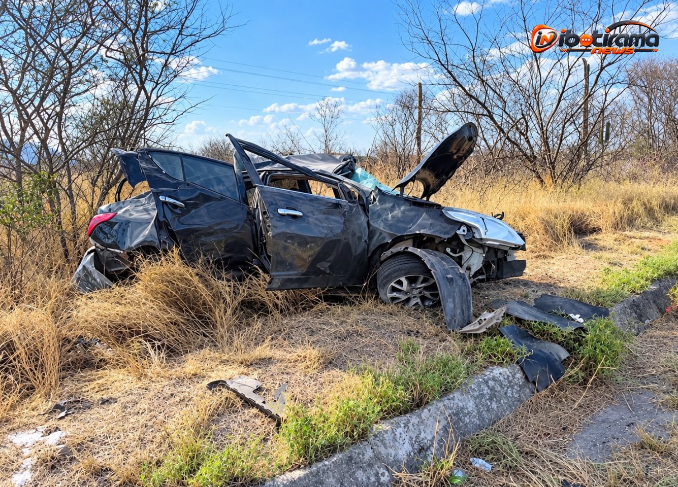 CARRO SAI DA PISTA E DEIXA TRÊS PESSOAS FERIDAS NA BR-242 EM MUQUÉM DO SÃO FRANCISCO.