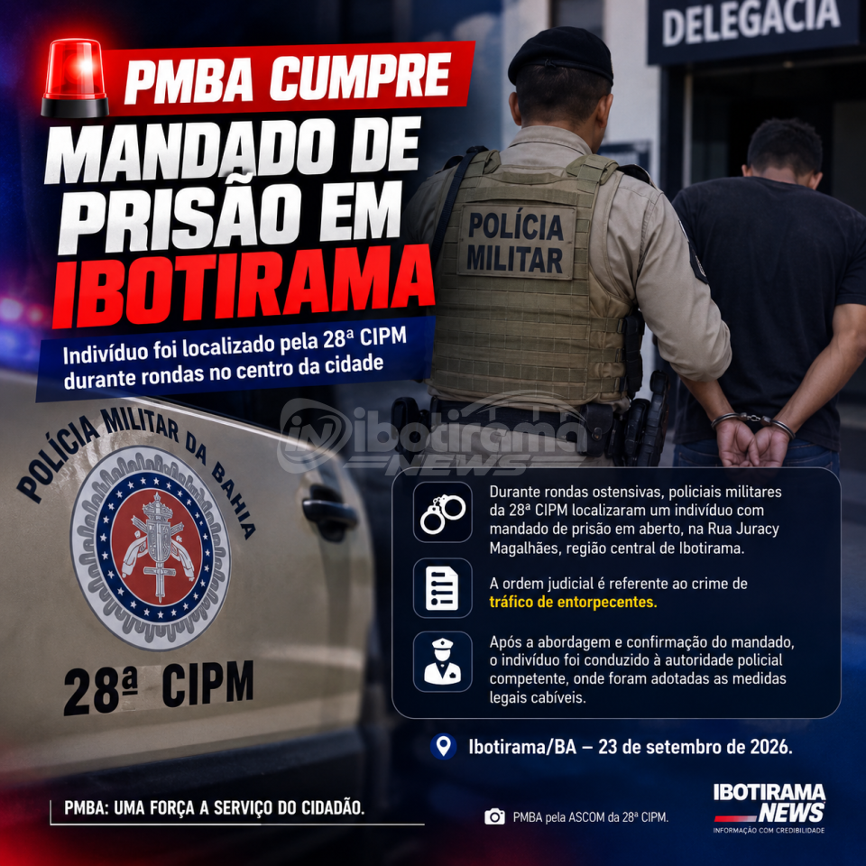 PMBA CUMPRE MANDADO DE PRISÃO EM IBOTIRAMA